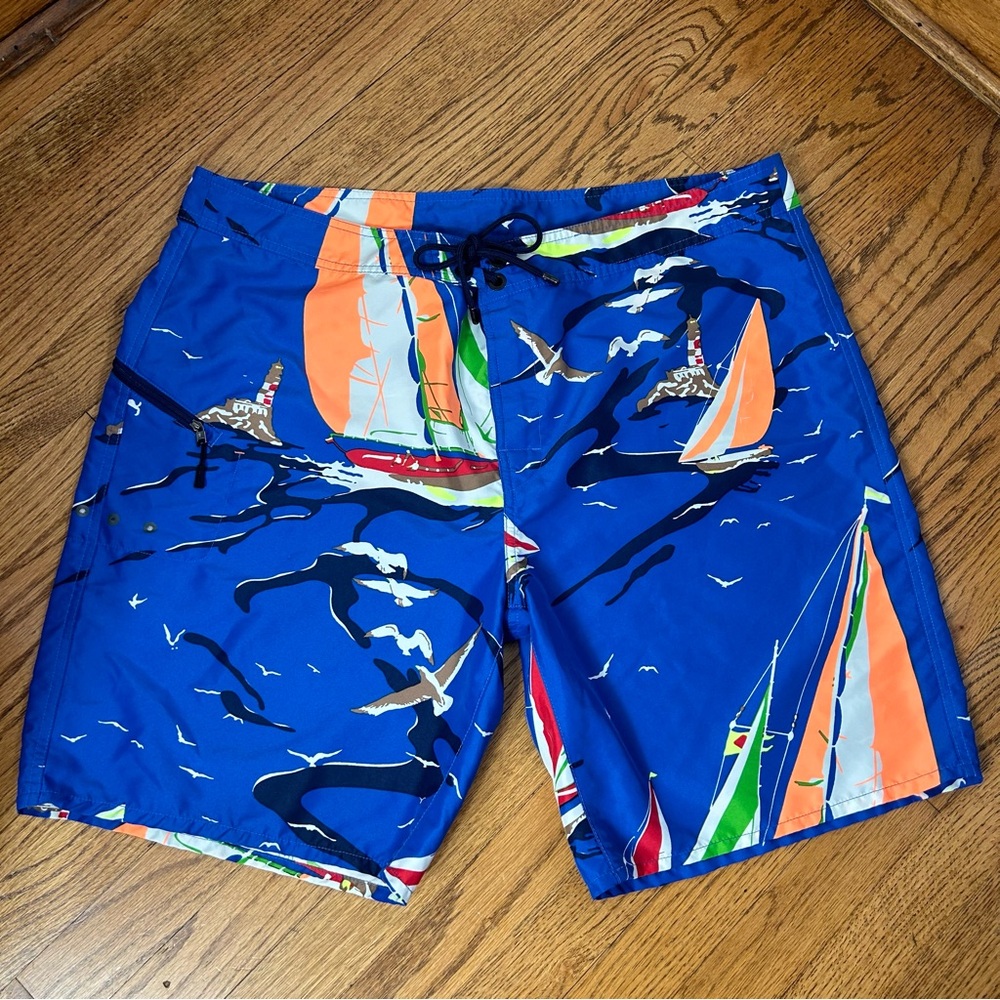 RLX Ralph Lauren Swim Trunks Board Shorts Sailboats Lighthouse Men’s Size 40